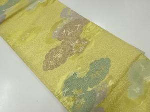 リサイクル　雲に花鳥模様織出し袋帯